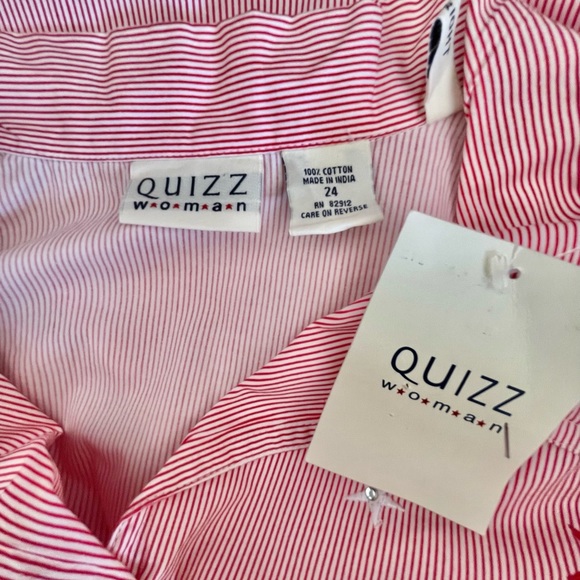 Quizz Woman Plus Size 24 Cotton Button Down Shirt Tunic Stars Stripes Patriotic - Picture 7 of 9